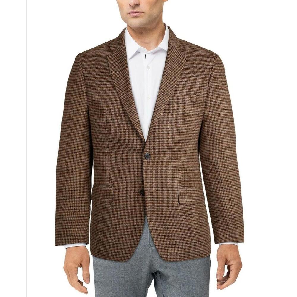 nwot Lauren Ralph Lauren Houndstooth Plaid Blazer Sport Coat tan nwot